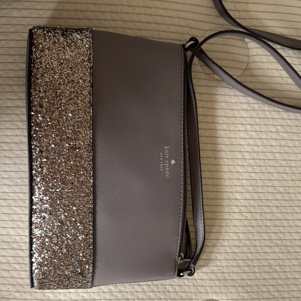 Kate Spade Gray and Gold Crossbody Bag